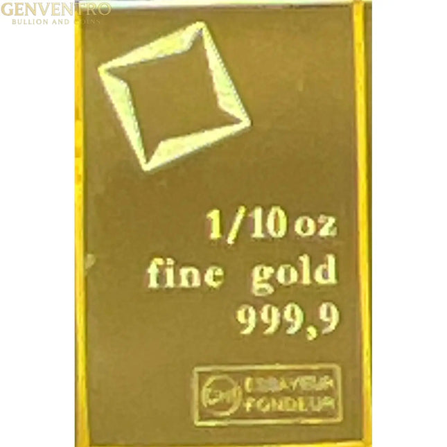 1/10th oz Au999.9 Valcambi Suisse (3.11 grams) Gold Bar Genventro