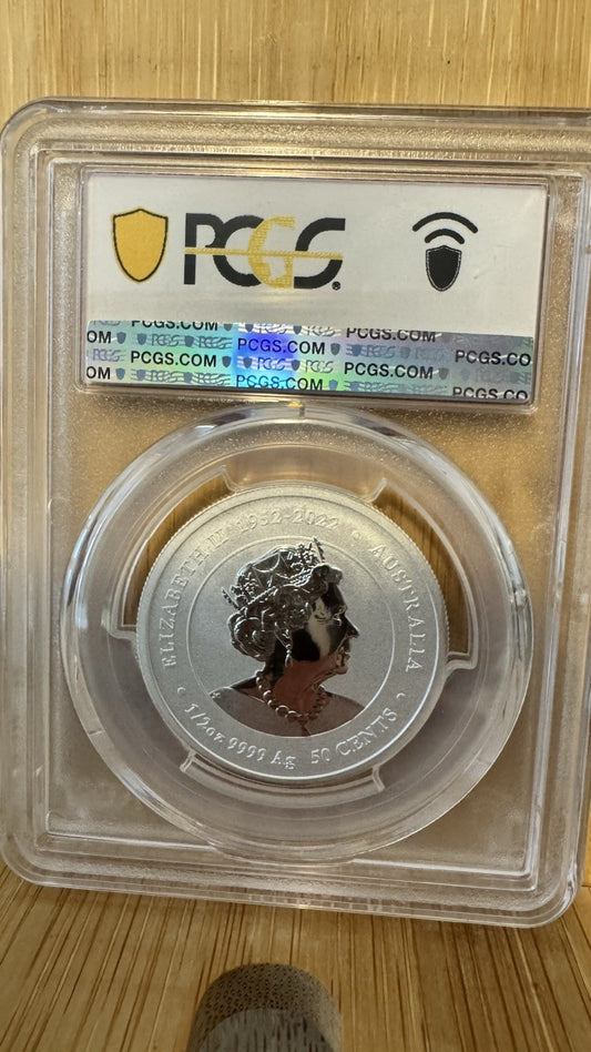 2024 P125 50C - PCGS MS70 - AUSTRALIA YEAR OF THE DRAGON - Blue / Orange 1/2 OZ