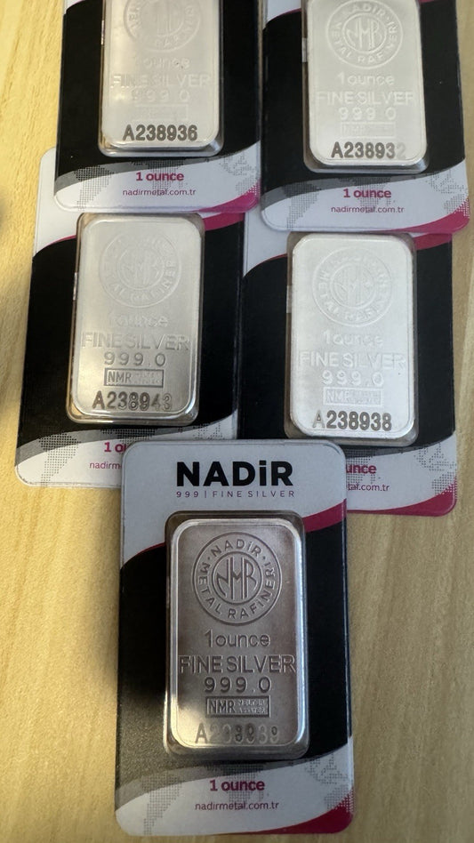 Nadir 1 oz 999 Fine Silver Bar in Assay Card