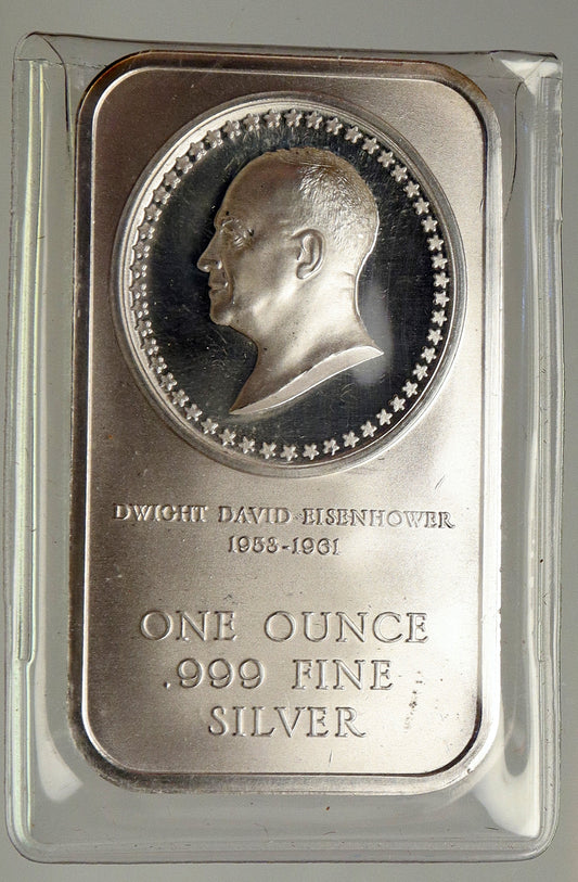 BI-CENTENNIAL President Eisenhower 1oz .999 Fine Silver Bar Madison Mint