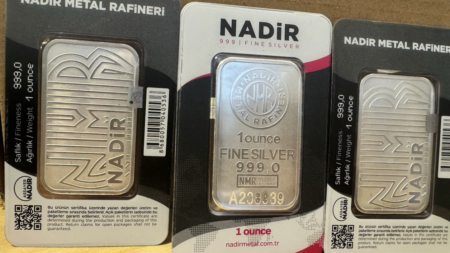 Nadir 1 oz 999 Fine Silver Bar in Assay Card
