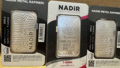 Nadir 1 oz 999 Fine Silver Bar in Assay Card