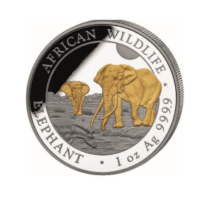 Somalia 2026 African Wildlife Elephant Ag999.9 1 Oz Gilded