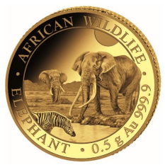 Somalia 2026 African Wildlife Elephant Au999.9 0.5g BU