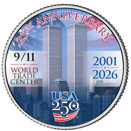 9/11 25th + America's 250th Anniversary Commemorative JFK Half Dollar