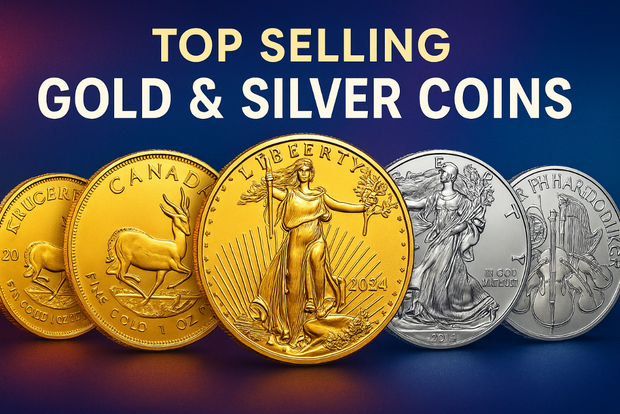 Top Selling Gold And Silver Coins Sold Color Banner
