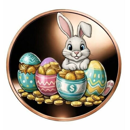 easter bunny treasure hunt colorized proof 1 oz copper round (roll of 20) in stock items, collectible coins, collectible coins, holiday